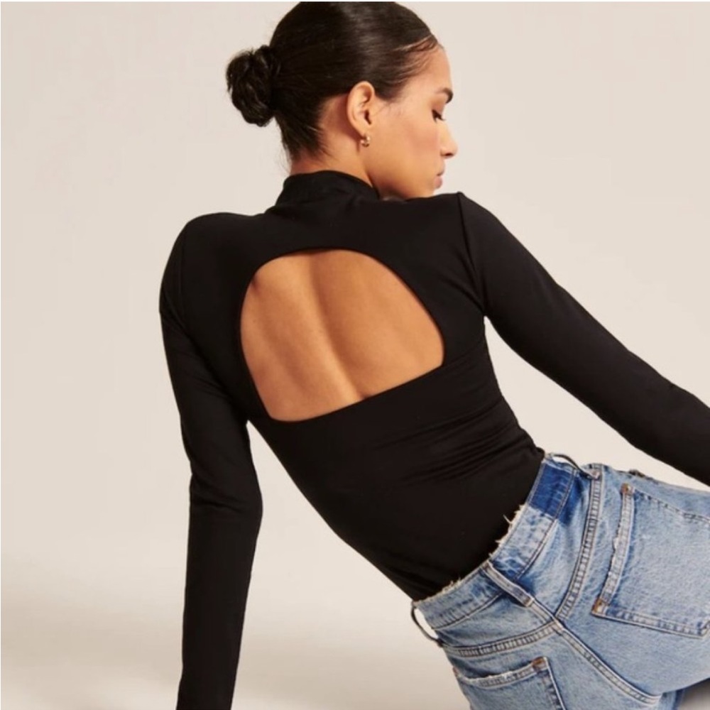 Abercrombie & Fitch Open Back Mockneck Sweater Bodysuit